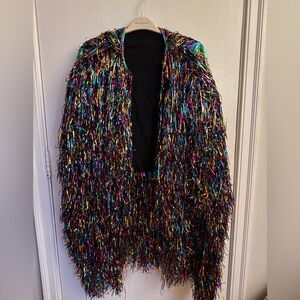 Multicolor tinsel fringe festival concert jacket